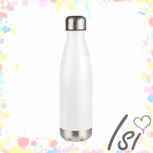 Edelstahl Thermoflasche (weiß mit silbernem Sockel)